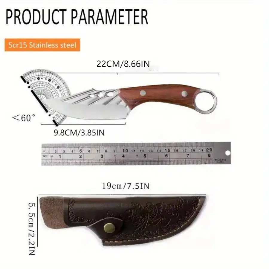 Coltello da cucina, Mannaia per carne, Coltello per disossare forgiato, Coltello da macellaio, Coltello per affettare affilato, Acciaio inossidabile, Con fodero per coltello, Per Re