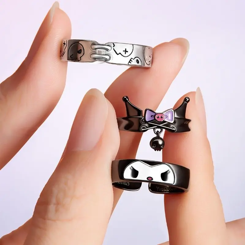 

MINISO Sanrio KUROMI Lolita Couple Style Ring Men and Women Ring Cute Children's Fun All-match Niche Christmas Gift
