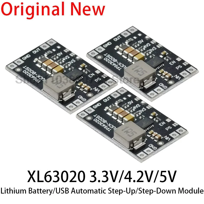 XL63020 TPS63020 3.3V 4.2V 5V Lithium Battery Automatic Boost Buck Step Up Down Module Microcontroller Power Low Ripple