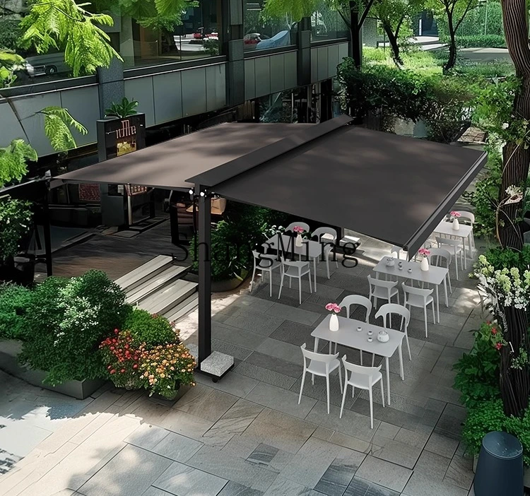 

SM double open sunshade telescopic canopy balcony commercial tea restaurant outdoor mobile canopy