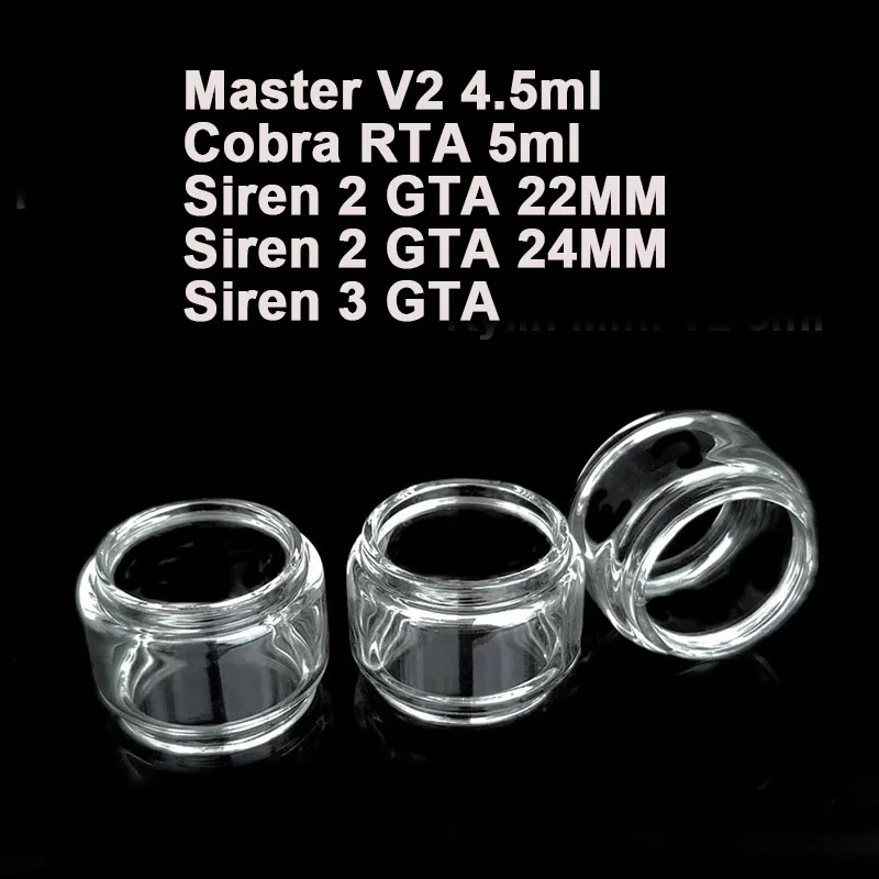

3 Pieces Bubble Glass Tank for Master V2 4.5ml Cobra RTA 5ml Siren 2 GTA 22MM 24MM Siren 3 GTA Glass Tank Container