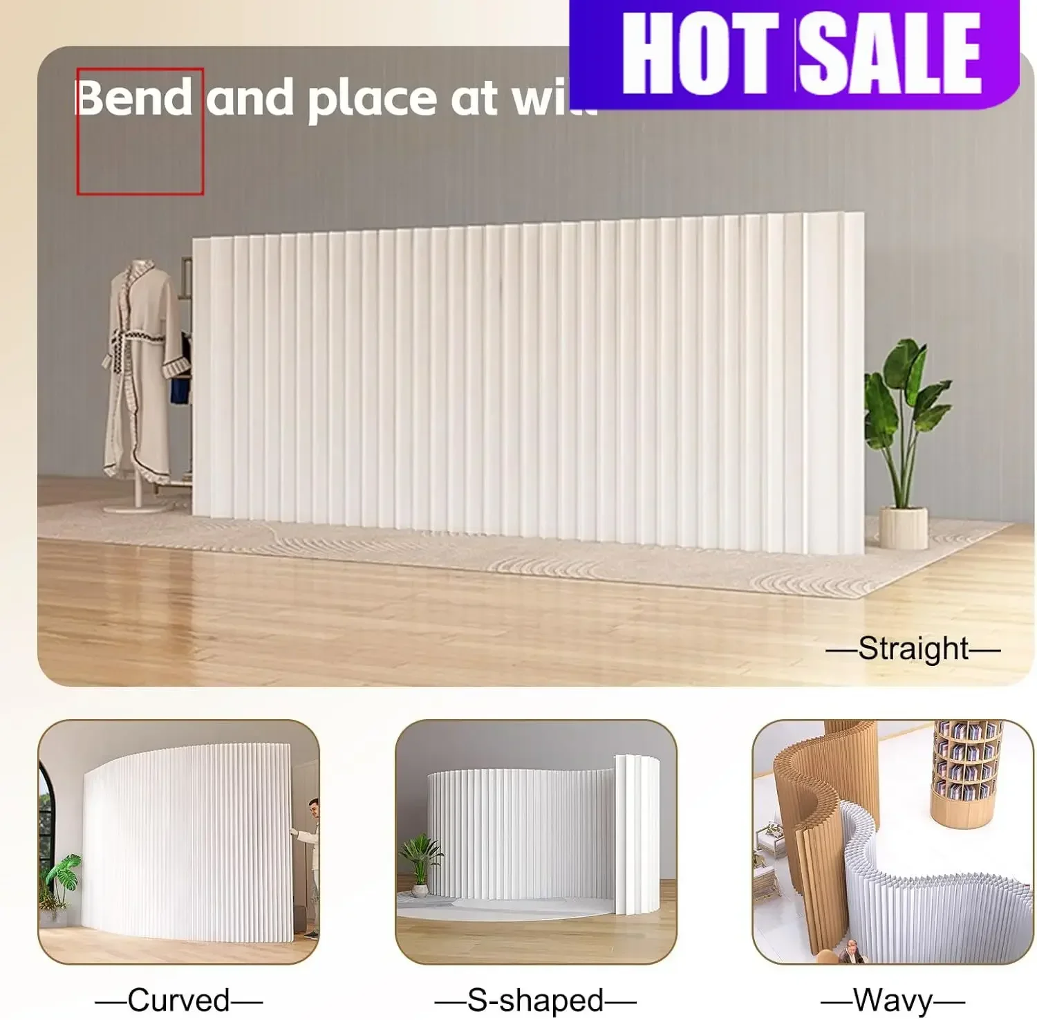 Folding Portable Privacy Screens Paper Room Dividers For Home Office Clothing Store Enterprise