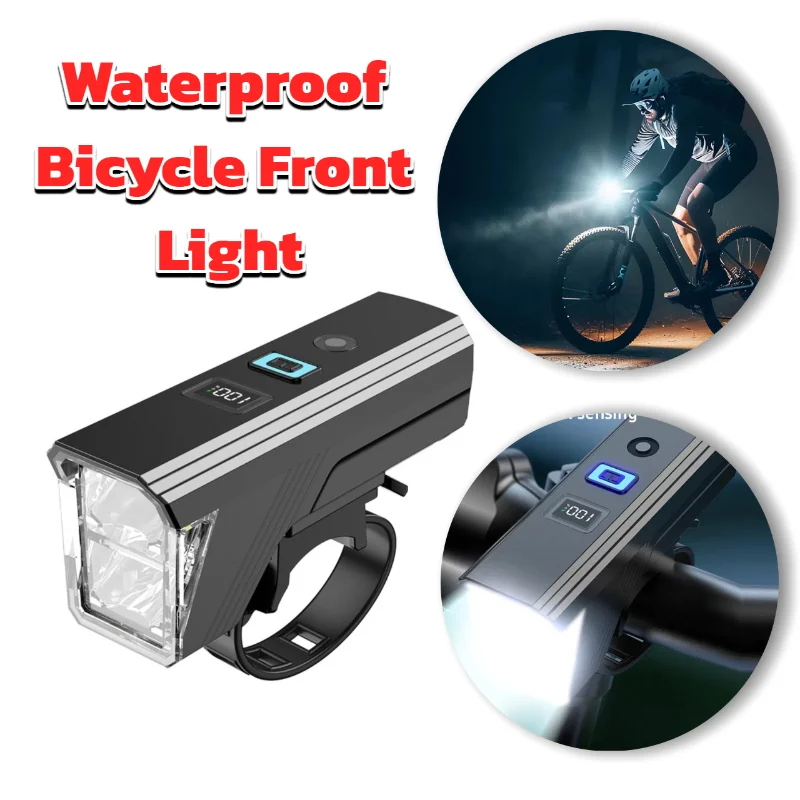 

Cycling Light Type-c Charging Digital Display Night Riding Lighting Rechargeable Flashlight Automatic Sensor Cycling Accessories