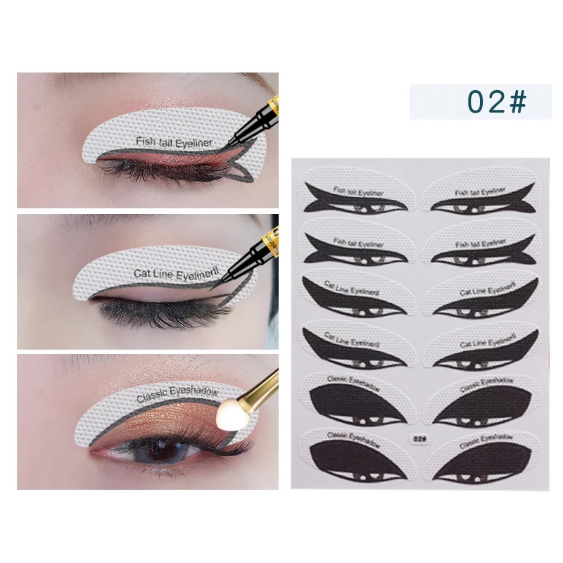 Modèle de Maquillage Multifonctionnel pour les Yeux, Ombre à Paupières, Eyeliner, Cailloux, Outils, 24 Paires/4 Feuilles