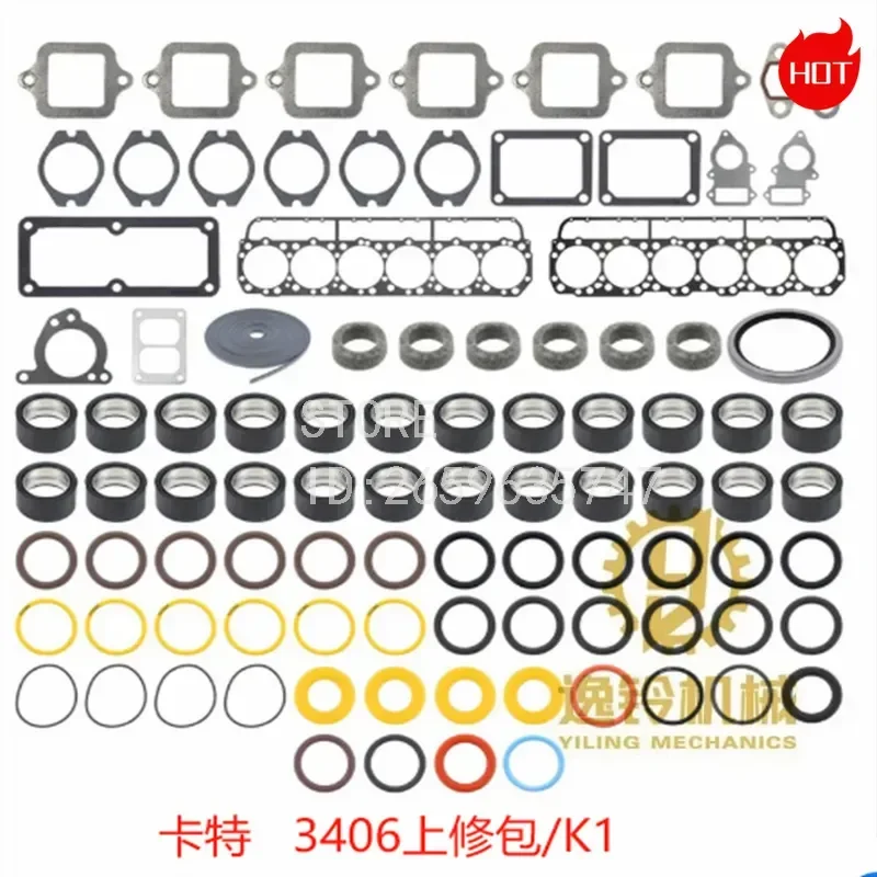 for 3406 Upper Repair Kit K1 Engine Valve Oil Seal Piston Ring Valve Cover Pad Overhaul Kit