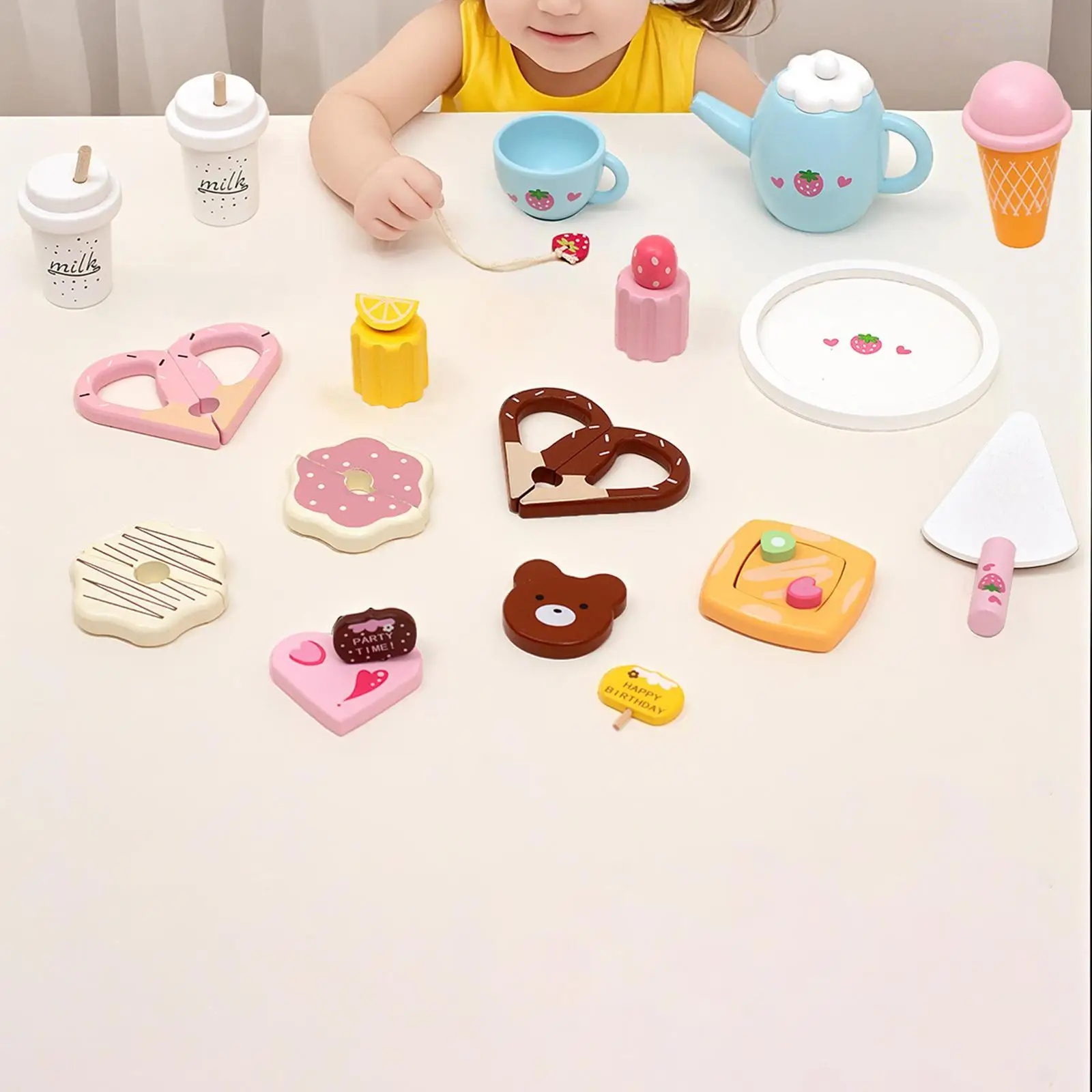 

Kids Tea Party Set Role Playing Educational Tea Time Toys Cupcakes Cookies