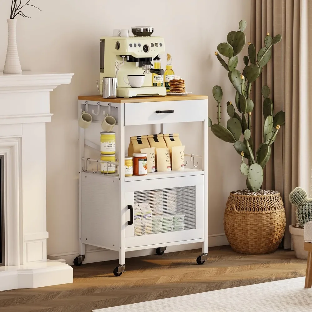 عربة جزيرة المطبخ من Homeiju، عربة تخزين المطبخ مع درج، حامل الميكروويف، عربة القهوة، عربة خزانة المطبخ المتدحرجة مع #6