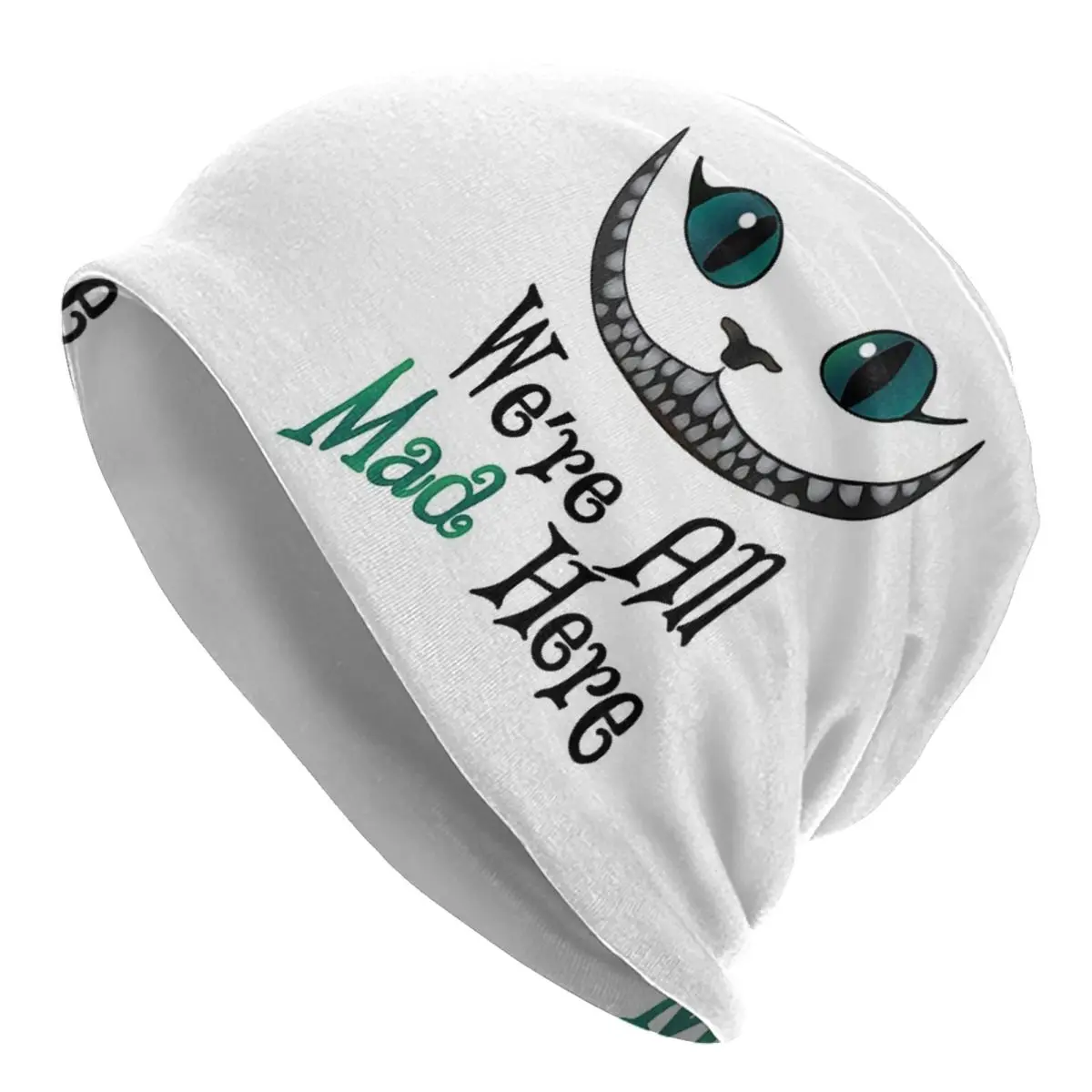 Cheshire Alice Cats We Re All Mad Here Warm Knitted Cap Fashion Bonnet Hat Autumn Winter Outdoor Beanies Hats for Unisex Adult