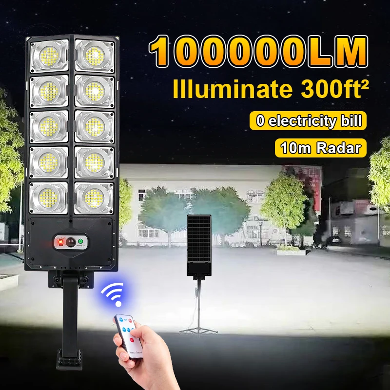 100000LM High Power LED Solar Light  Can Illuminate 300ft² External Solar Light Outdoor Waterproof Medium And Large Solar Light