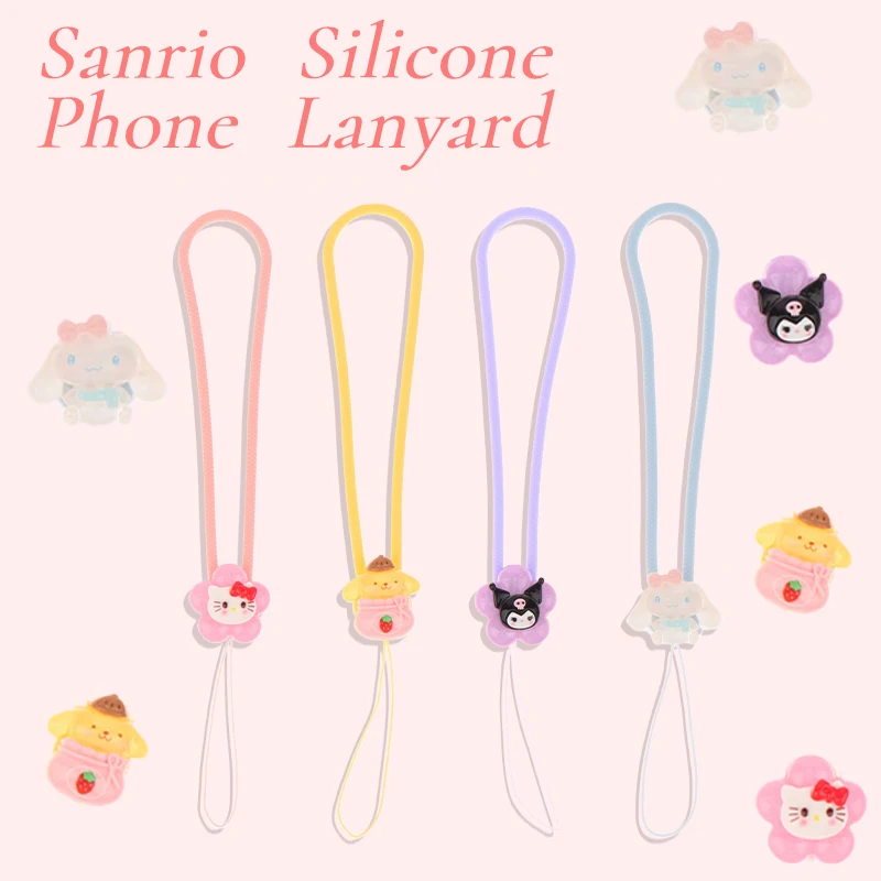 Kawaii Sanrio Hello Kitty Phone Lanyard Strap String Kuromi Cinnamoroll My Melody Pochacco Anti-Lost Wrist Strap Hanging Rope