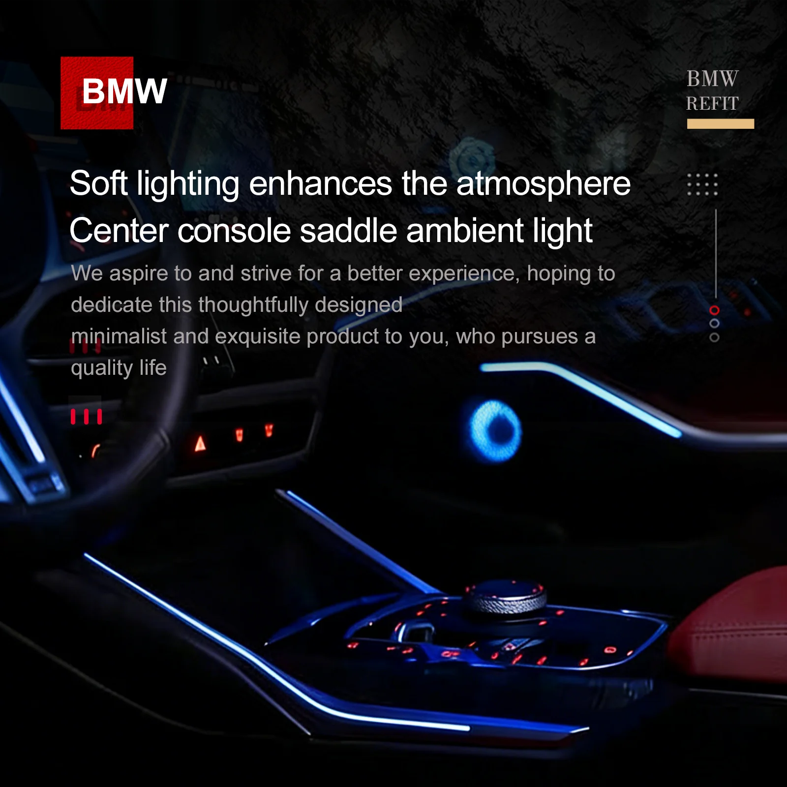 Center Console Saddle Light For BMW G20 G22 G80 G82 M3 M4 i3 i4 3/4 Series 11 Colours  Aamp Ambient Light Interior Mouldings
