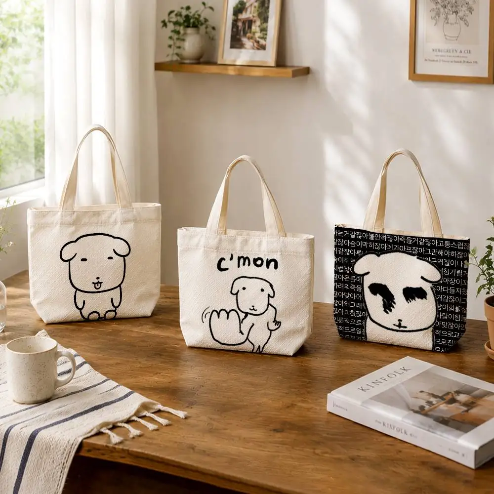So cute G-Ganadi Dog Large Capacity Cotton Polyester Zipper Tote Shoulder Bag