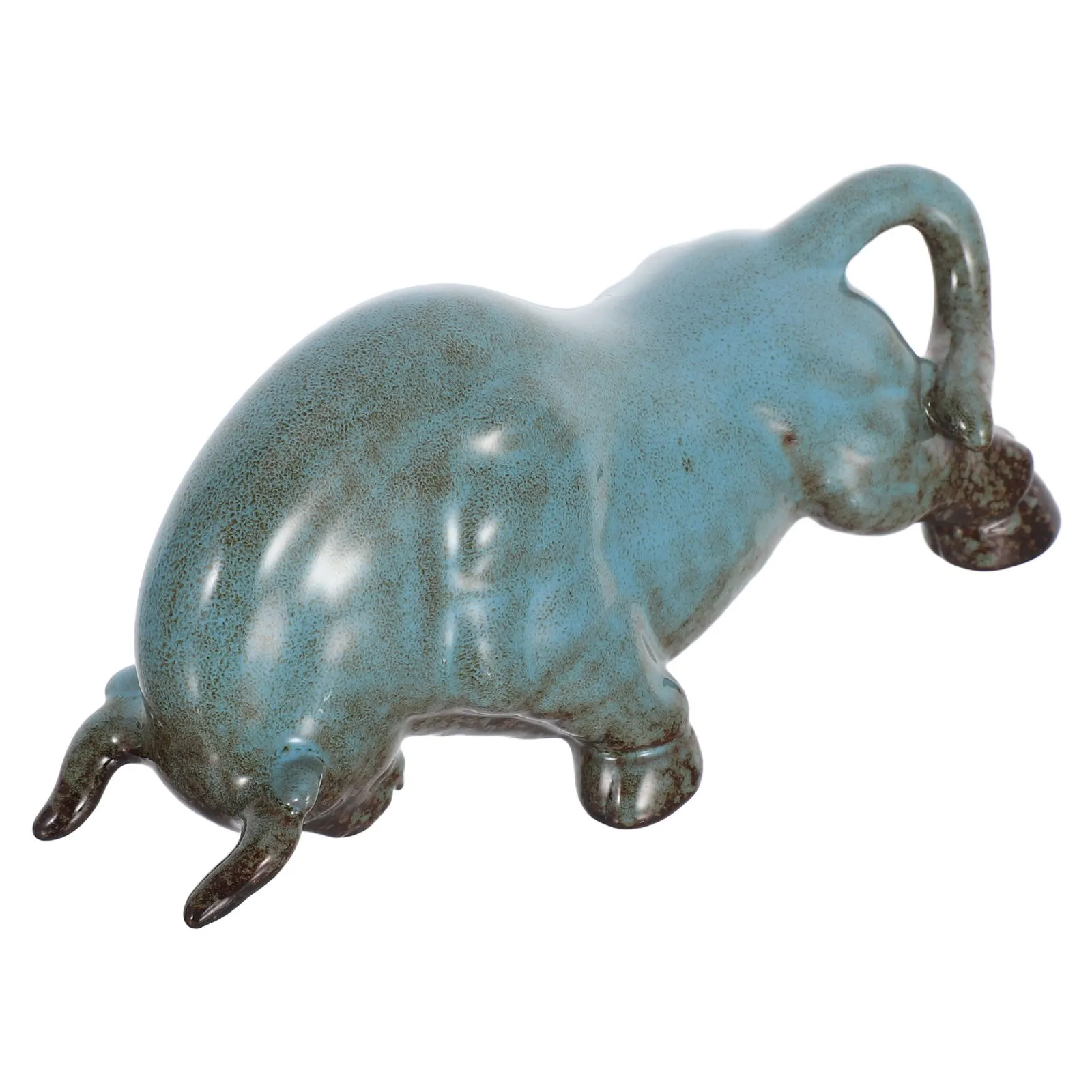 Ceramic Bull Statue Handcrafted Ox Figurine Feng Shui Home Office Desktop Tea Tray Prosperity Decor