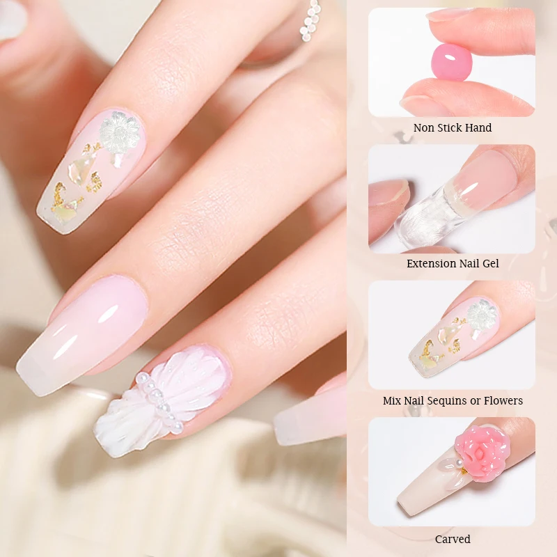 8ml Przezroczysty nieprzywierający żel do przedłużania paznokci Rzeźba kwiatowa Nail Art Building Żel UV Akrylowy lakier do manicure DIY