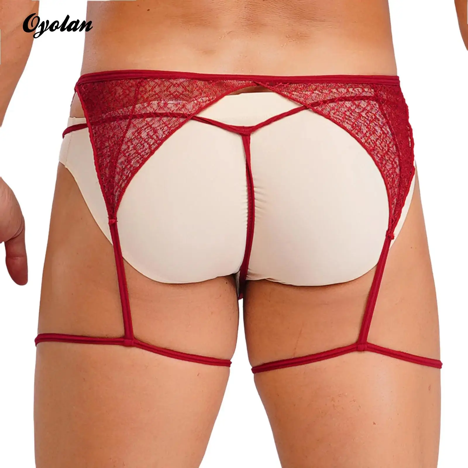 

2Pcs Sexy Mens Lace Garter Belt Thongs Briefs Underwear Lingerie String Thong Sissy Panties Hot Sexy Male Briefs Underpants