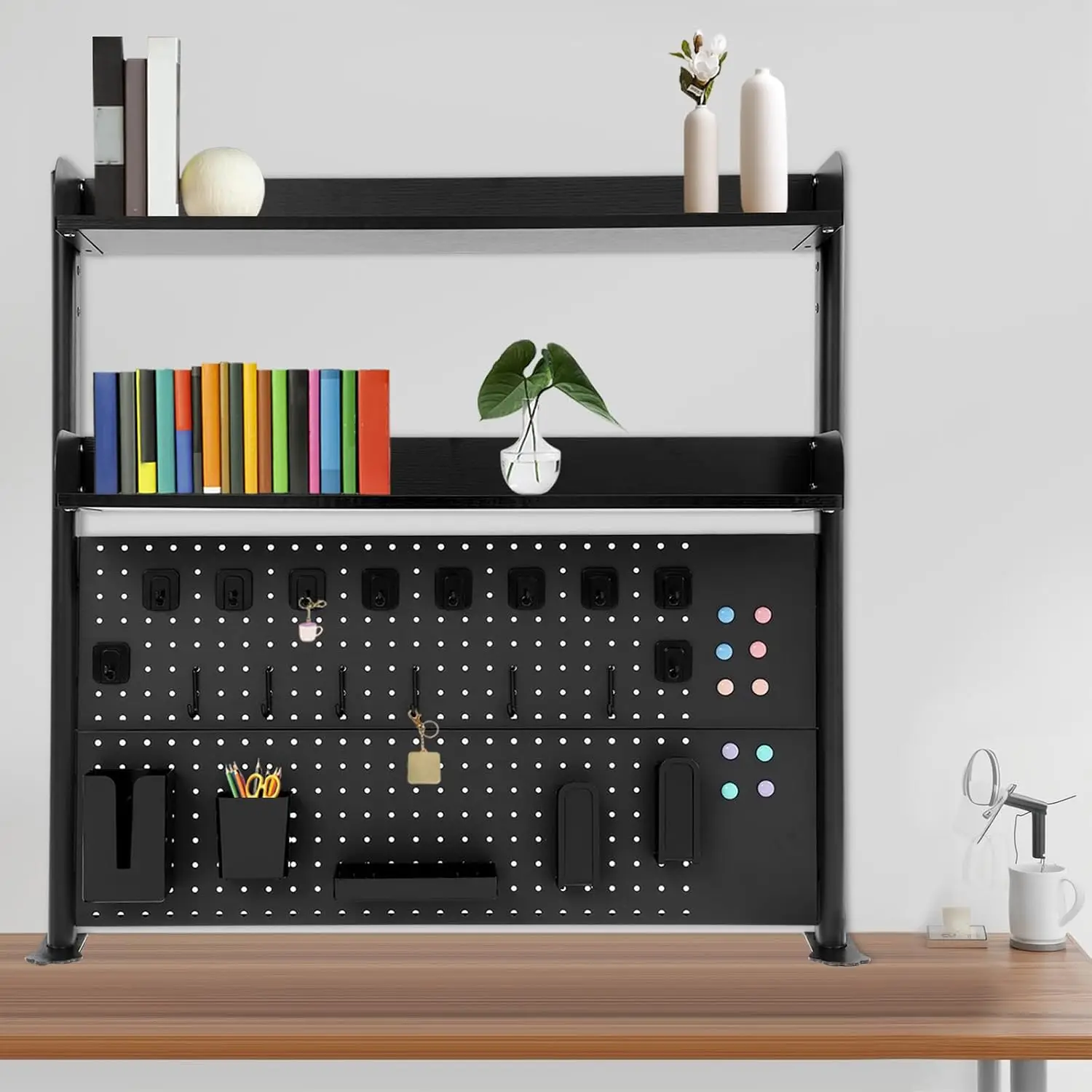 Clamp On Desktop Bookshelf 16.53 Lbs Capacity Multipurpose Desk Organizer Storage Shelf Study Bedrooms, Customized