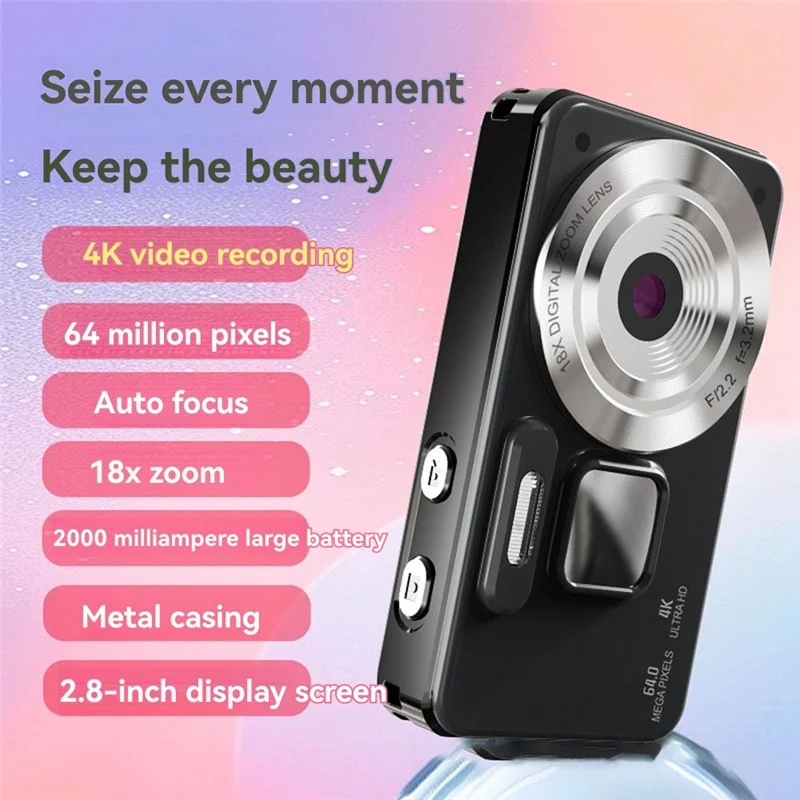 Children's Digital Camera HD Video 4K 30Fps 2000Mah Long Time Recording Recorder Fill Lights OTG Fuction-Y47A