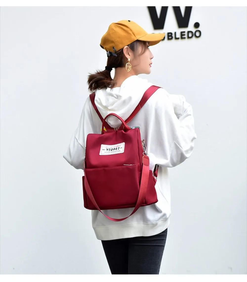 Wasserdichter Oxford-Rucksack mit hoher Kapazität, Diebstahlsicherer, leichter Reise-Tagesrucksack, einfarbig, vielseitige Umhängetasche für Damen – Detail 19