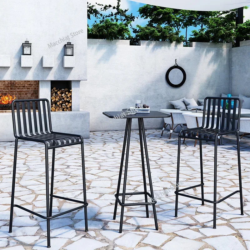 Balcony Wrought Iron Outdoor Table and Chair Set Courtyard Milk Tea Shop Bar Simple Rust-proof Leisure Garden Furniture