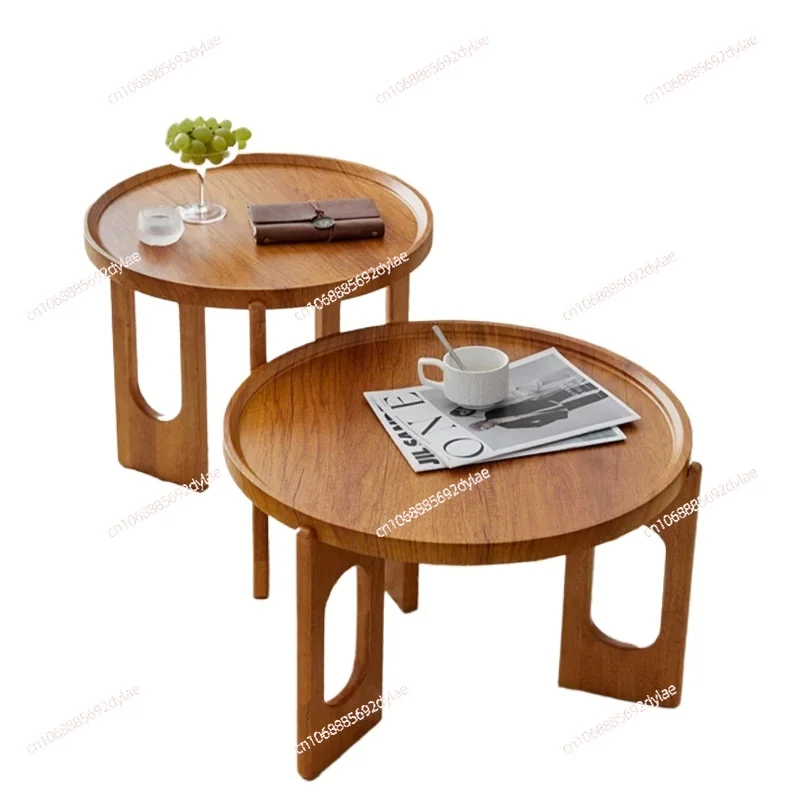 

Nordic Simple Wooden Tea Table Light Luxury Home Hotel Home Stay Round Table Creative Small Family Living Room Sofa Table