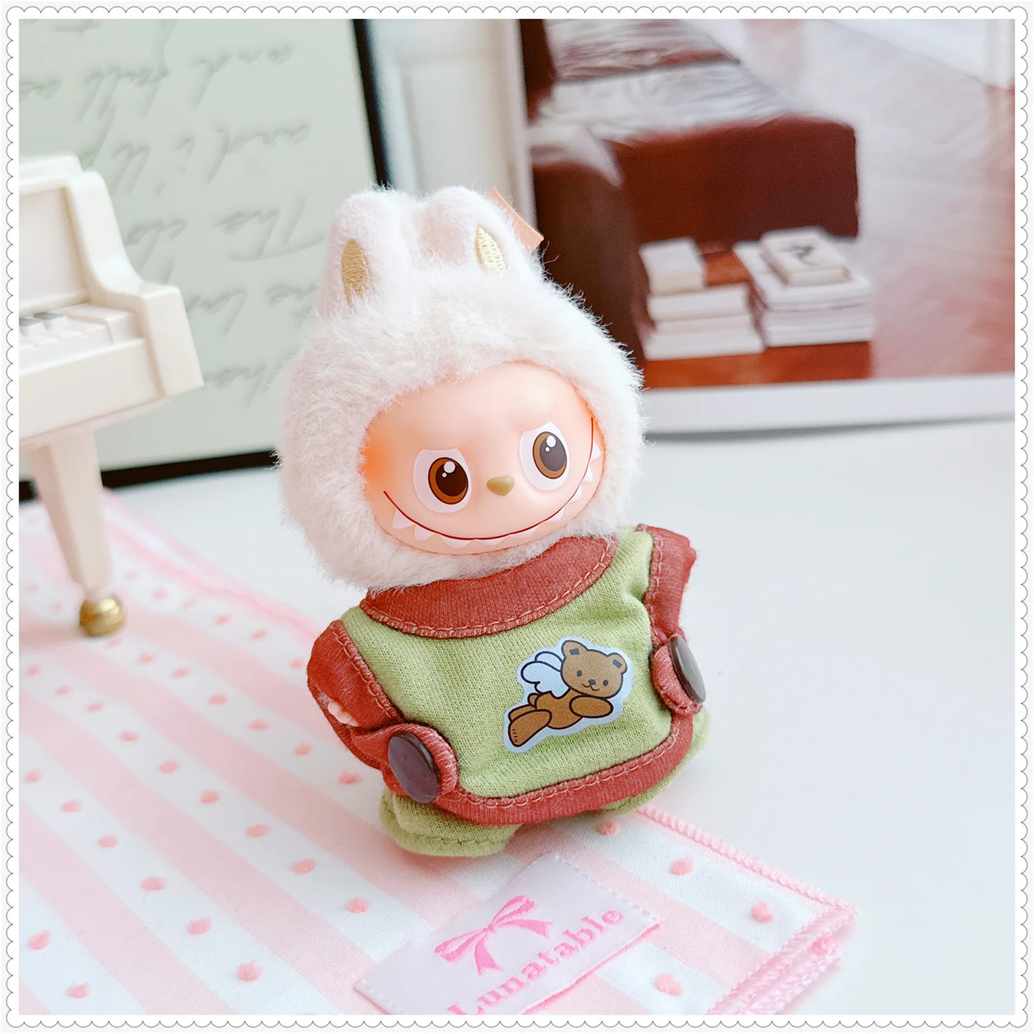 For 10cm Labubu Accessories Baby Coverall Crawling Clothes Labubu Clothing Dolls 4.0 Designer Original DIY Plush Toys Decoration