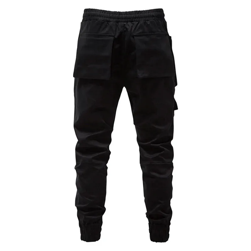 【Mirrordust】Fashion Punk Pants Zipper Pockets Cargo Pants Joggers Men Black Streetwear Hip Hop Trousers