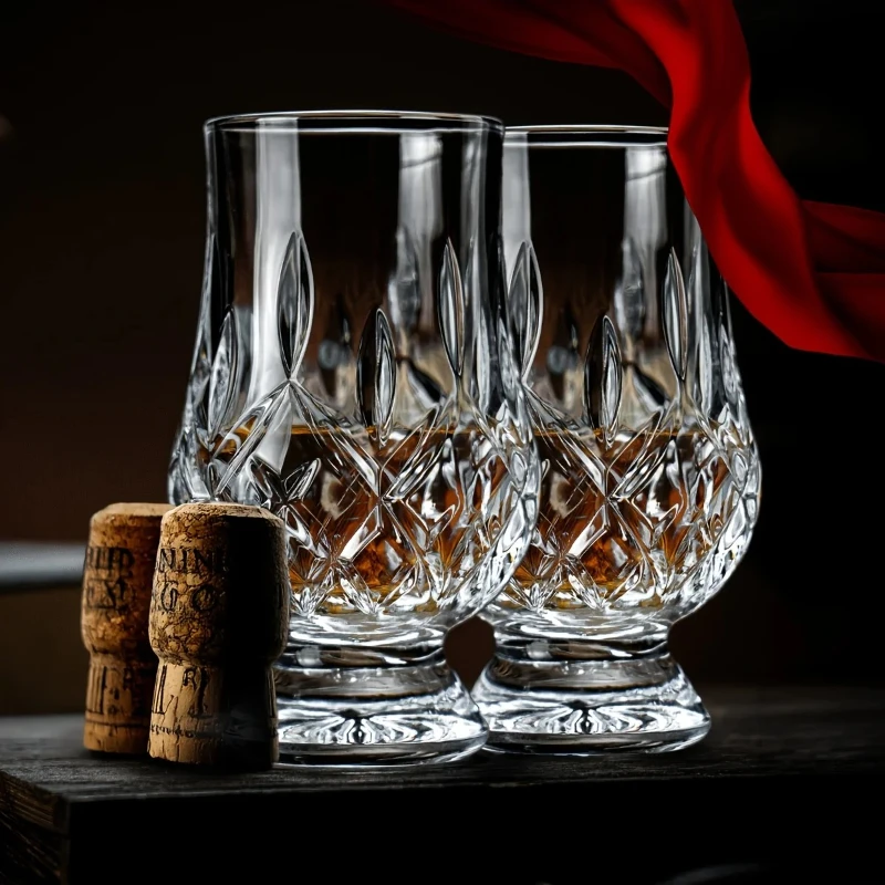 2pc Luxury Crystal Scotch Tasting Glass Set | Professional Nosing 8 2pcs Light Luxury Whiskey Scotch Tasting Glass Crystal Glass Bar Party Supplies Mini Wine Cup Wine Cabinet Decoration 6