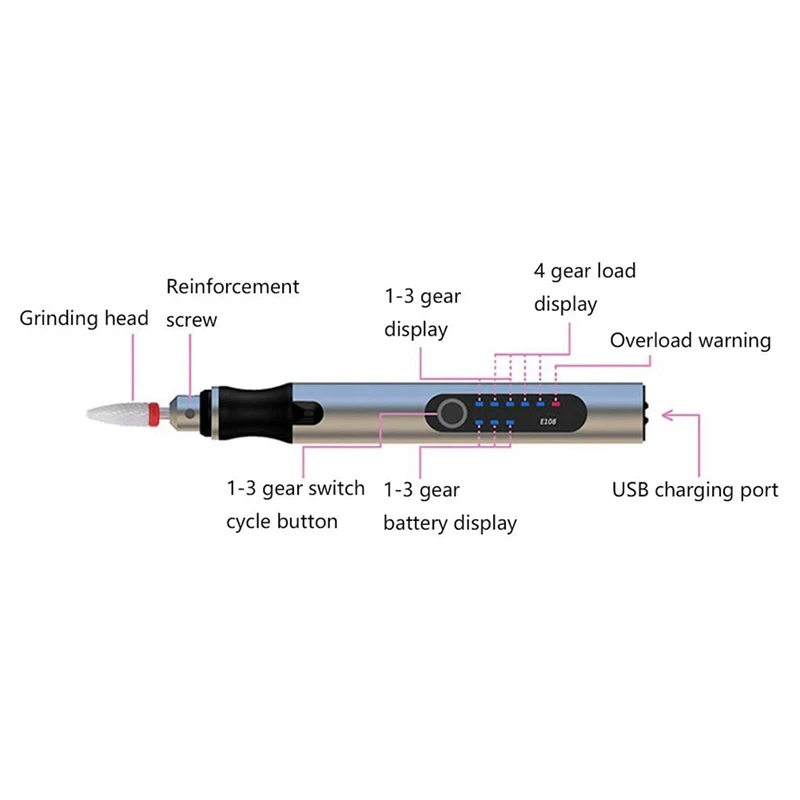 Imagem -05 - Recarregável sem Fio Mini Engraver Pen Faça Você Mesmo Gravura Kit de Ferramentas para Metal Vidro Cerâmica Plástico Madeira Stencils Jóias