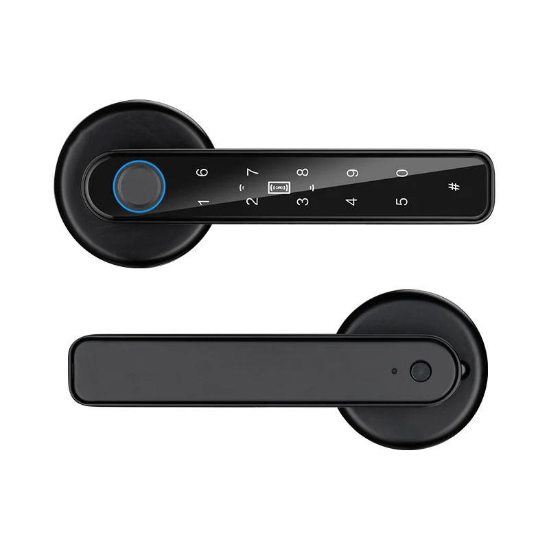 Fingerprint Security Handle Lock Biometric Fingerprint Password Key Unlock Type-C Emergency Charge for 3.5-6.5cm Thickness Doors