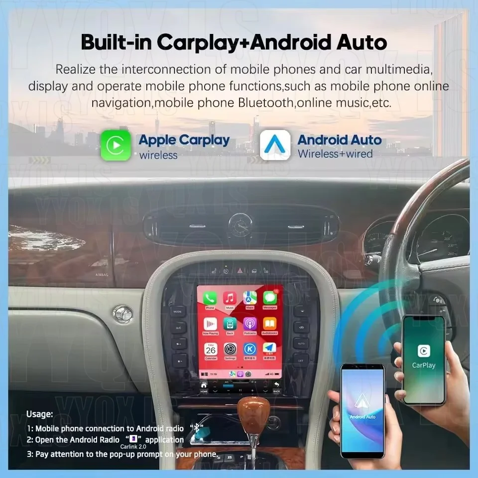 9.7 Inch Auto Android 14 For Jaguar XJ X-TYPE S-TYPE 2004-2011 Car Radio Stereo Multimedia Player GPS Navigation Video 4G