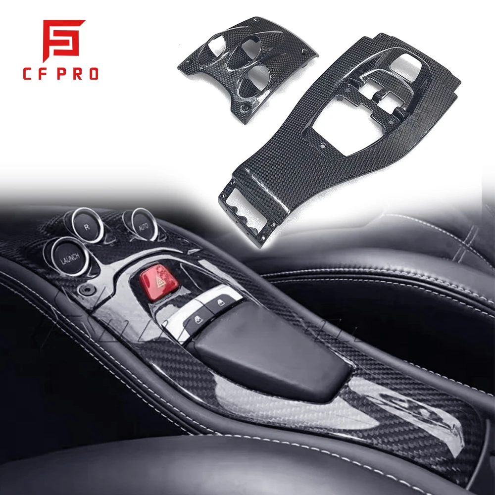 Real Dry Carbon Fiber Car Central Control Cup Holder Cover Trim Interior For Ferrari 458 Accessories