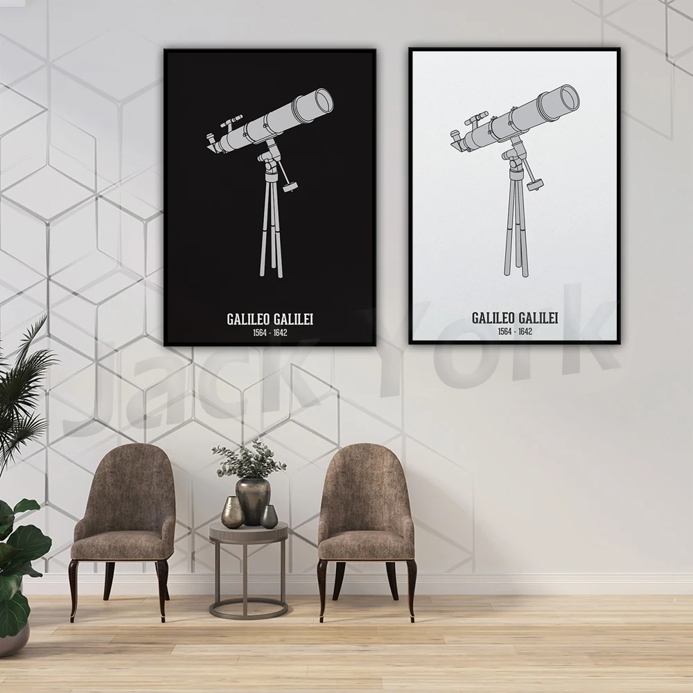 Science Decor for Classroom, Famous Scientist Poster, Astronomer Poster, Telescope Wall Art, Geek Prints for Nerds