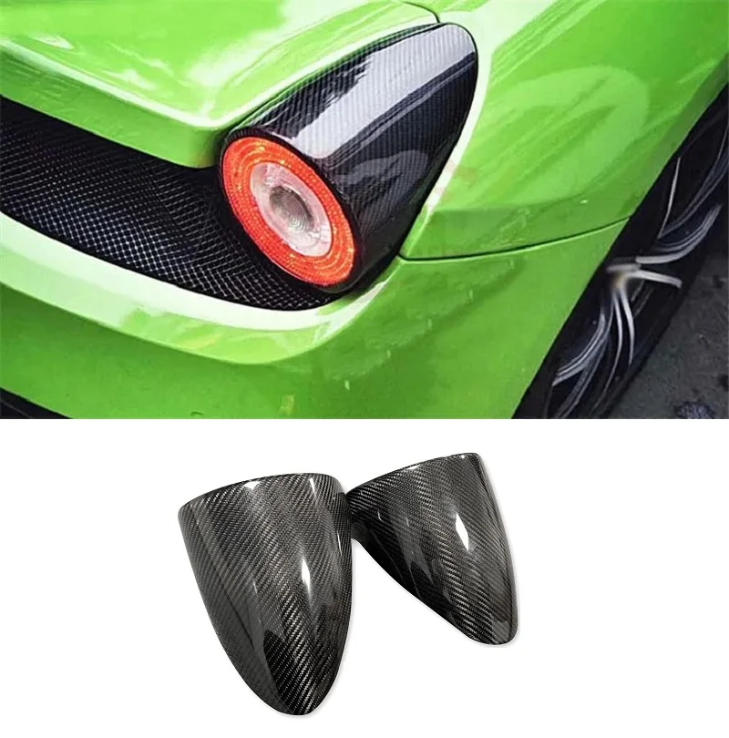 Carbon Fiber Car Rear Taillight Lamp Trim Rear Trunk Lamp Cap Covers Fit For Ferrari 458 2011-2014