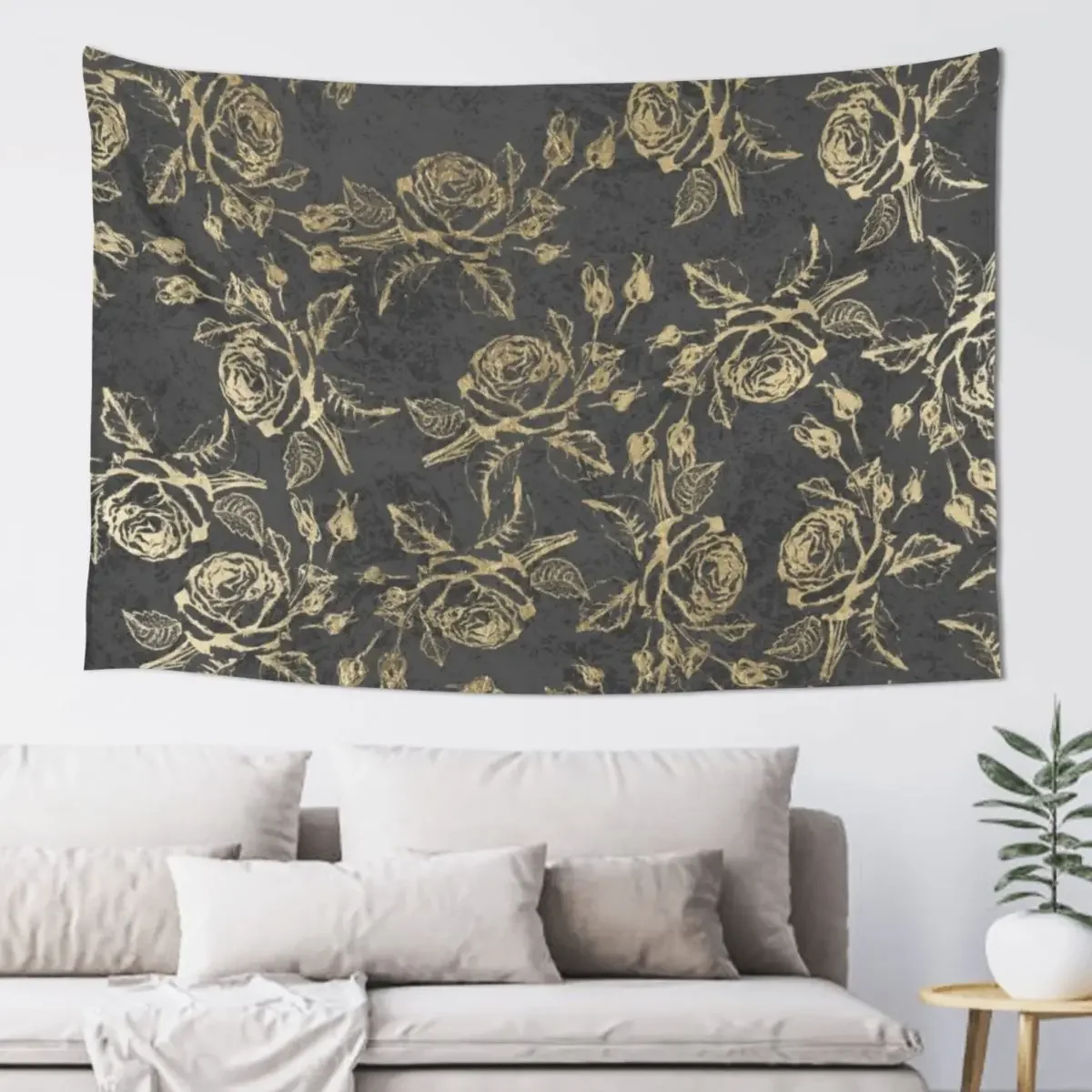 

Elegant faux gold gray vintage marble floral Tapestry Korean Room Decor Art Mural Aesthetic Home Decor Cute Room Things Tapestry