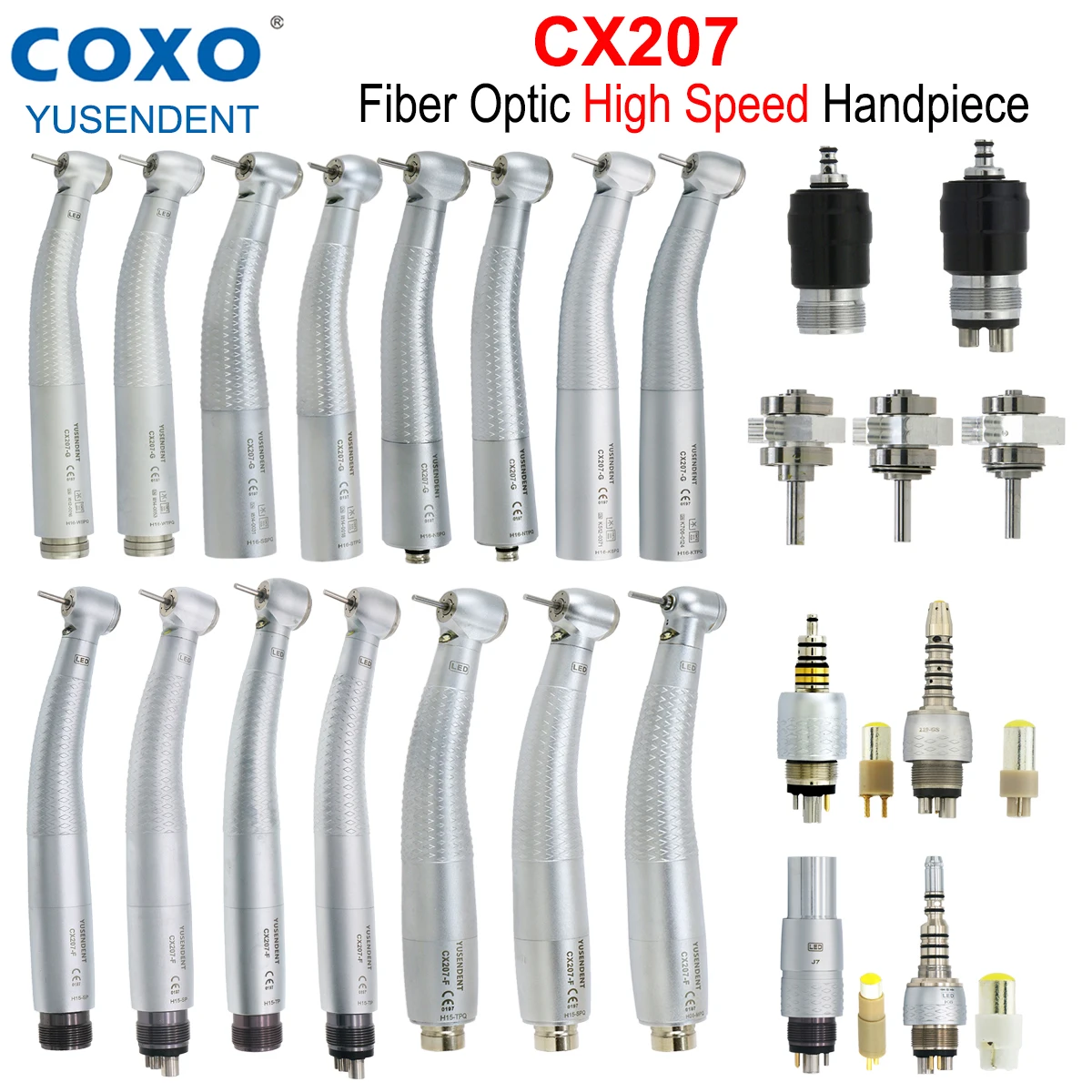 COXO Dental LED Fiber Optic High Speed Handpiece CX207 Air Turbine E Generator 6Pin LED Coupler Fit kAVO NSK Dentists Goods Tool