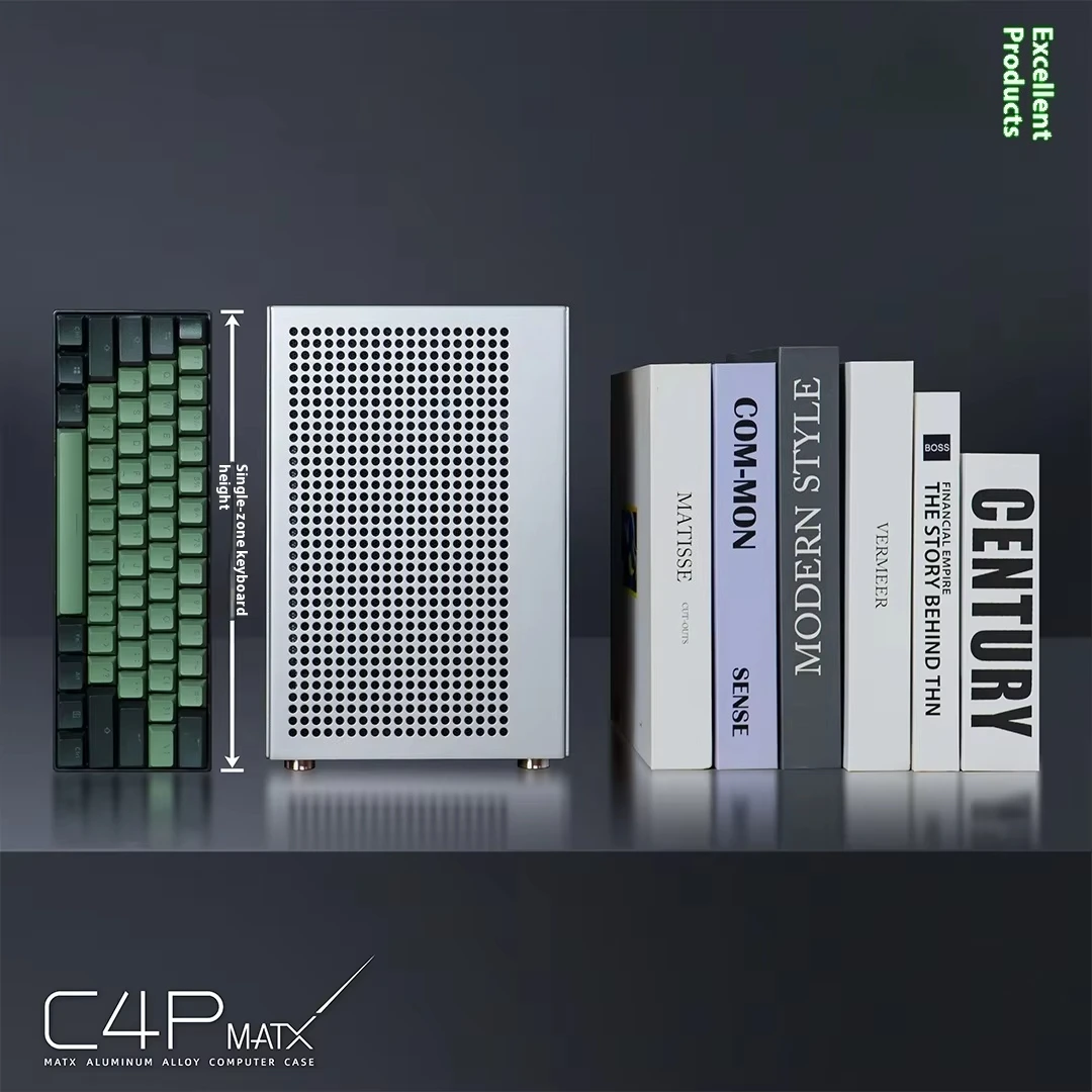 Premium C4P Small MATX Case, Supports ATX PSU & 360 Water Cooling, Side Panel Window Transparent for DIY PC