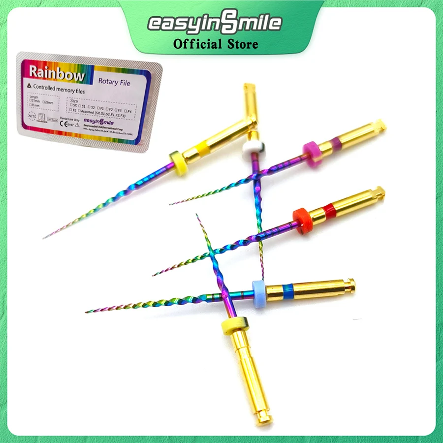 

Easyinsmile 6 шт. Роторные файлы Rainbow SX-F3 для эндодонтии, стоматологические суперфайлы для очистки корневых каналов, совместимые с моторами 21/25/31M