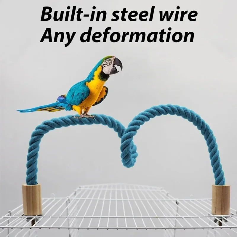 Bird Bite Toy Parrot Standing Woven Rope Toy Bird Chew Toy Bendable Pet Parrot Standing Perches for Parakeet