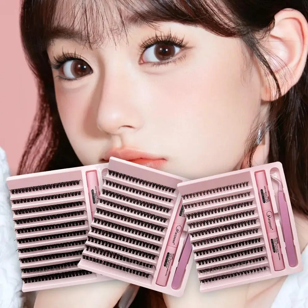 Ensemble de grappes de cils à faire soi-même, Kit d'extensions de faux cils, mélange de grappes de cils avec joint de liaison de cils et outil applicateur de maquillage