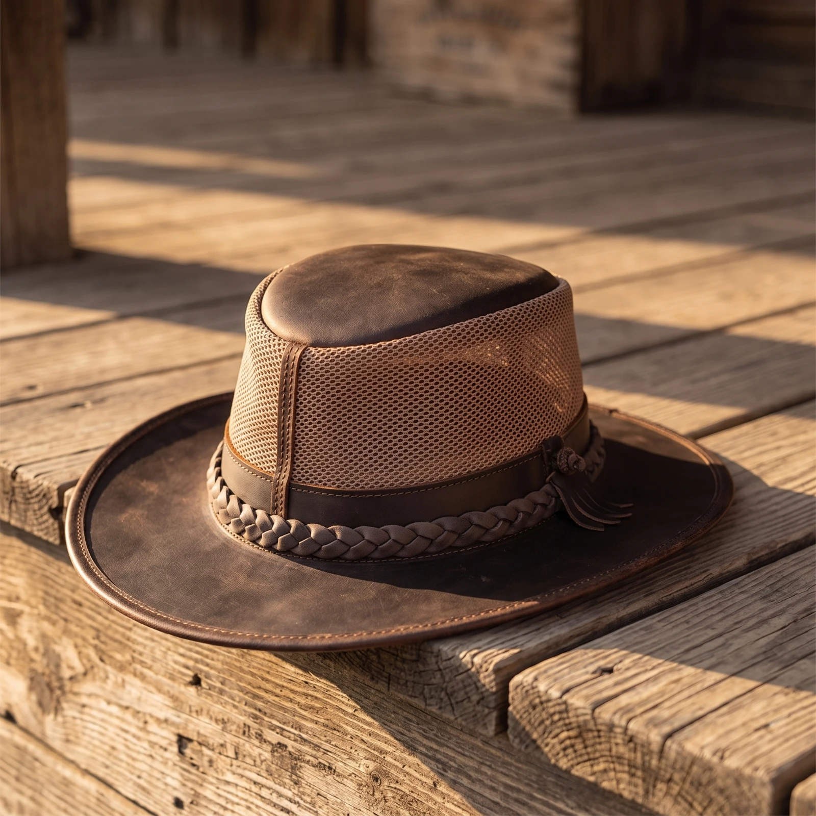 Leather Cowboy Hat Rugged Cowboy Hat with Chin Cord Headwear Vintage Long-Lasting for Cowboys, Horseback Riding, Festivals