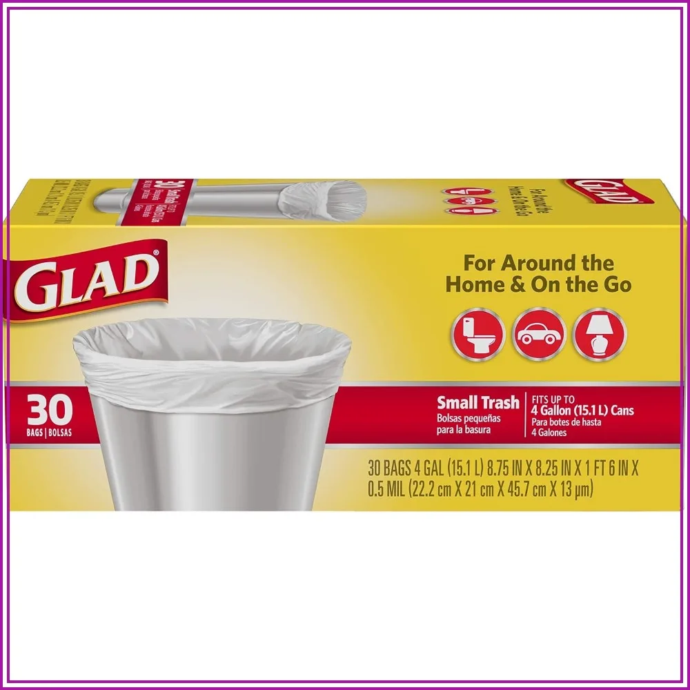 Small 4 Gallon White Trash Bags - 30 Count for Household Waste