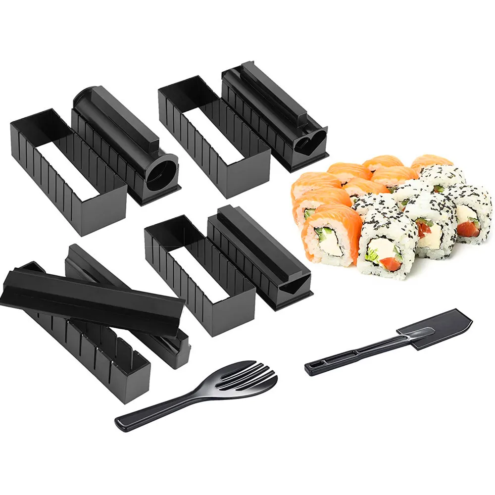 Sushi Making Kit DIY Sushi Maker with 4 Shapes Rice Roll Mold Japanese Sushi Cooking Tool for Home Restaurant Sushi Accessories