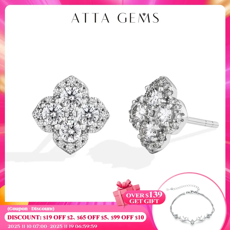 Attagems pełne diamentowe kolczyki Moissanite D VVS1 dla kobiet S925 srebro 18k pozłacane zaręczynowe biżuteria ślubna prezenty