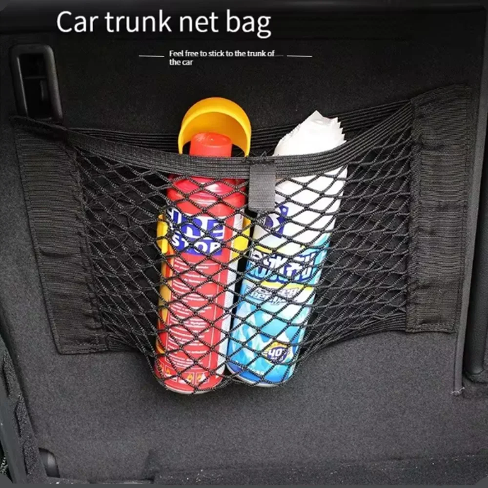 Car storage bag Trunk Seat Elastic String Net Magic Sticker Universal Storage Bag Auto Seat Back Bag image 4