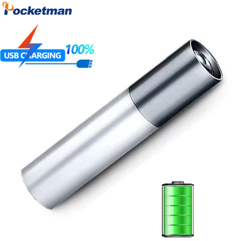 Portable Emergency Flashlight 5 Modes USB Rechargeable Flashlights Aluminum Alloy Torch Tactical Flash Light