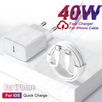 For iPhone 40W PD Phone Charger For iPhone 11 12 13 14 15 16 Pro Max 16 Plus USB C Data Line Fast Charging Type C Cable Charger