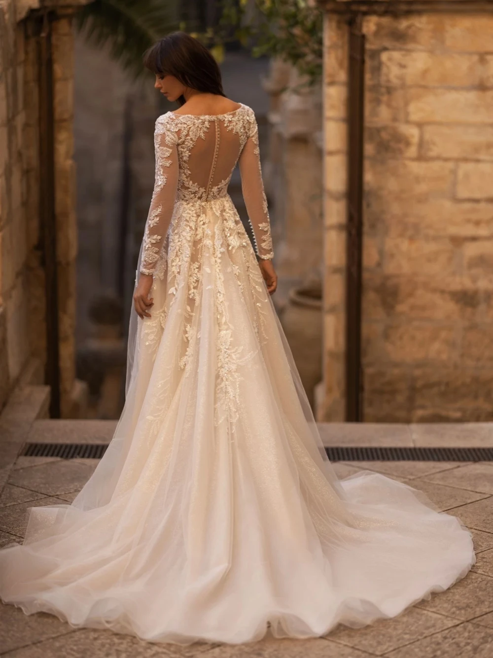 Vestido De novia con perlas y lentejuelas brillantes, vestido De novia Sexy con escote en V profundo, vestido De novia elegante Vintage De corte en A, bata personalizada De boda