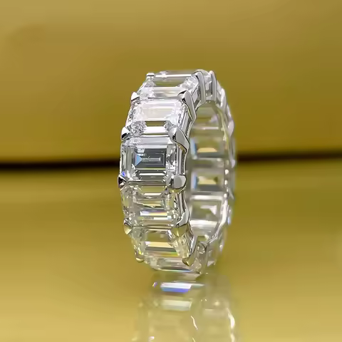 Drop Shipping High Quality Luxury Jewelry 925 Sterling Silver Princess Cut Moissanite Diamond Women Wedding Band Ring Gift