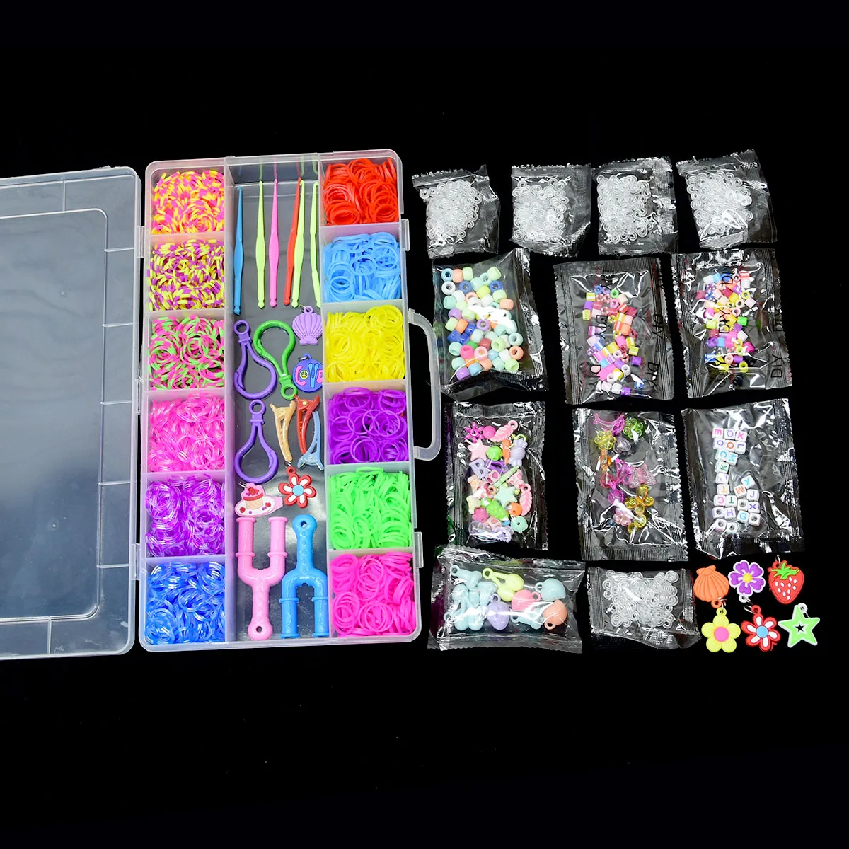 DIY elastisch rubberen lint gereedschapskist geweven armband handgemaakt meisje cadeau kinderspeelgoed regenboog armband weefgetouw maken kit