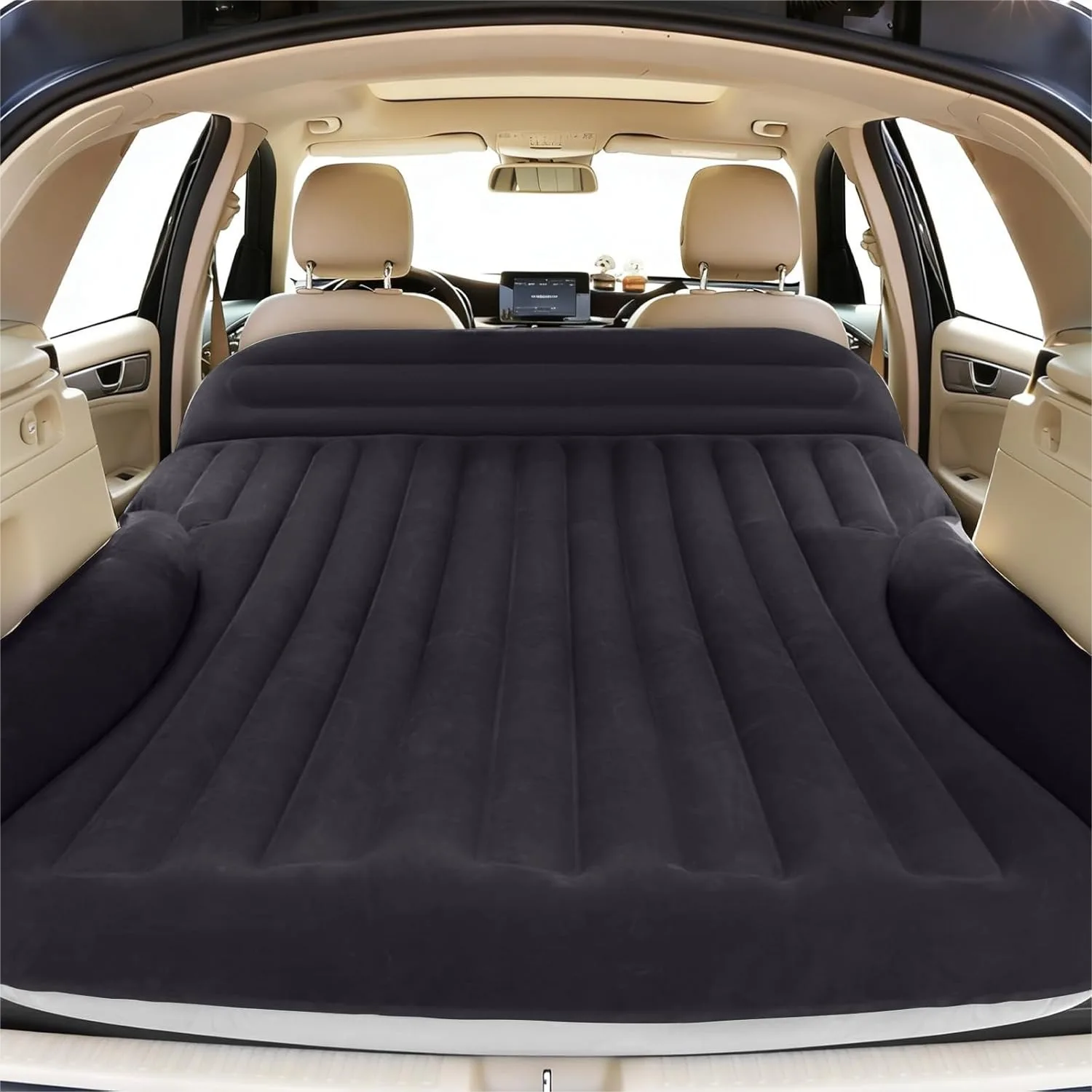 

SUV Air Mattress with Built-in Pump & Pillow, Double-Sided Thick Flocked Car Air Bed for Auto Camping and Road Trips